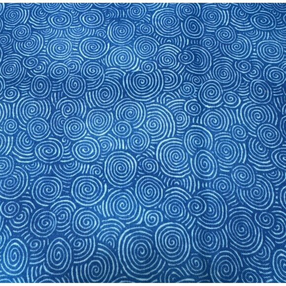 Blue Swirl Pattern Cotton Fabric 11" x 44" South Sea Imports Sewing Quilting Mat - Picture 1 of 6
